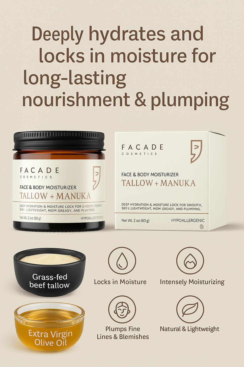 FACADE Cosmetics Tallow + Manuka Moisturizer